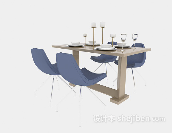 清新家居餐桌椅3d模型下载