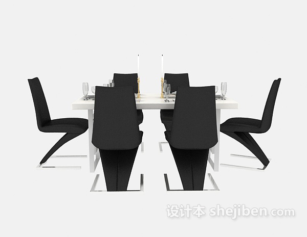 现代风格现代简约家庭餐桌3d模型下载