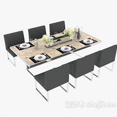 简约餐厅桌椅3d模型下载