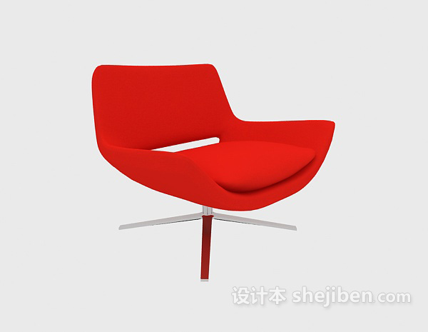 红色家居休闲椅3d模型下载