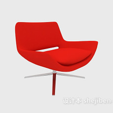 红色家居休闲椅3d模型下载