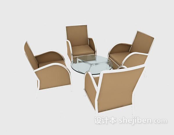 免费浅色休闲桌椅3d模型下载