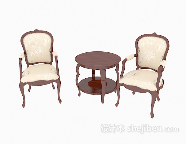 其它美式风格休闲桌椅组合3d模型下载