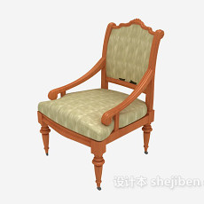 实木扶手休闲椅3d模型下载