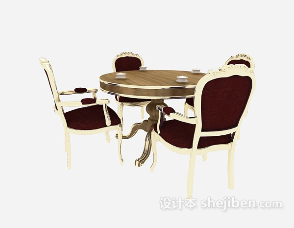 欧式风格欧式精致家庭餐桌3d模型下载