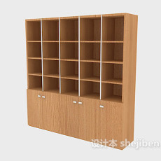 实木现代书柜3d模型下载