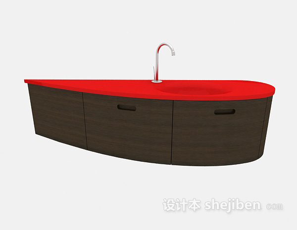 现代风格棕色简约实木浴柜3d模型下载