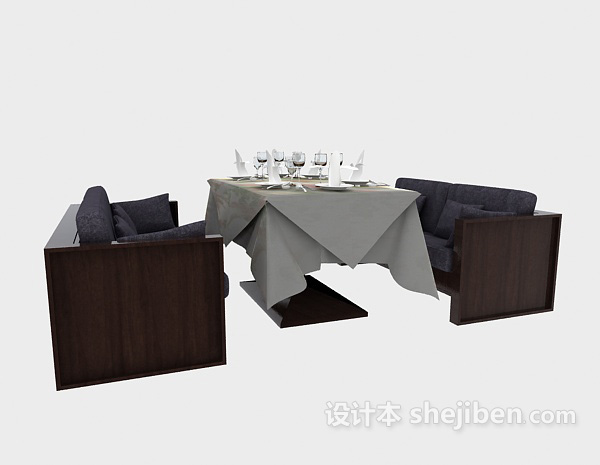 免费餐厅木质桌椅3d模型下载