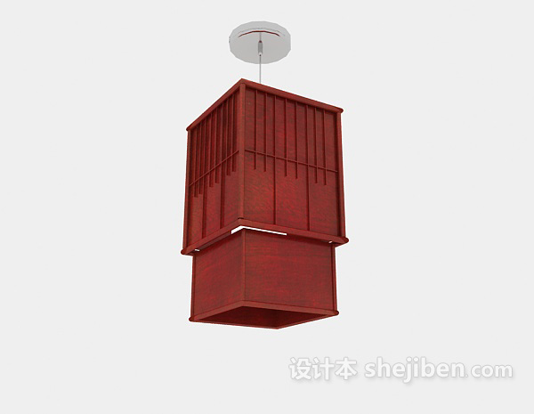 中式木质吊灯3d模型下载