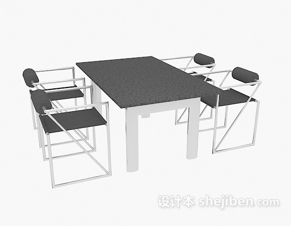 免费现代四人桌椅组合3d模型下载