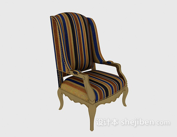 条纹布料家居椅3d模型下载