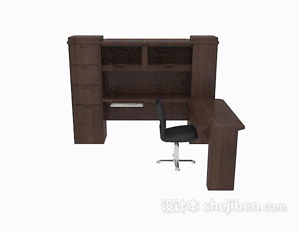 现代风格办公桌、档案柜组合3d模型下载