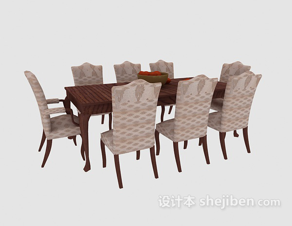 其它美式餐桌椅组合3d模型下载