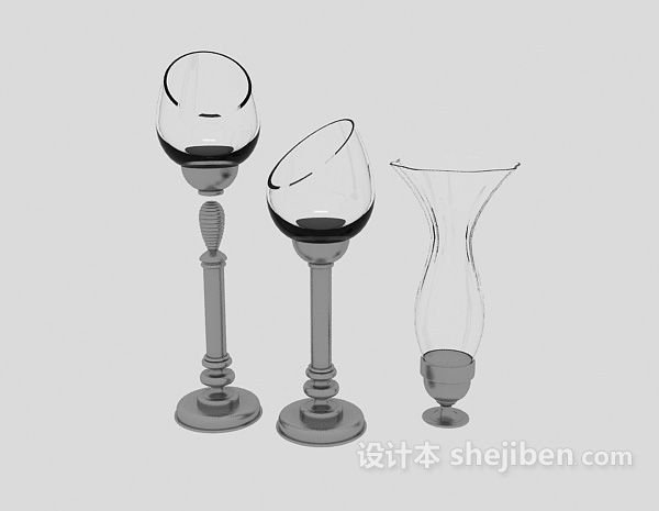 现代风格玻璃器皿杯3d模型下载