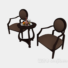 美式休闲桌椅3d模型下载