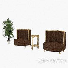 田园沙发椅组合3d模型下载