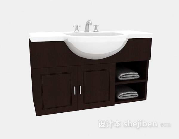 免费棕色家居浴柜3d模型下载