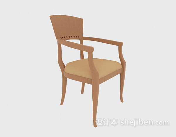 木质扶手家居椅3d模型下载