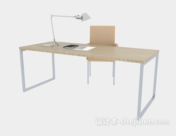 免费现代木质书桌3d模型下载