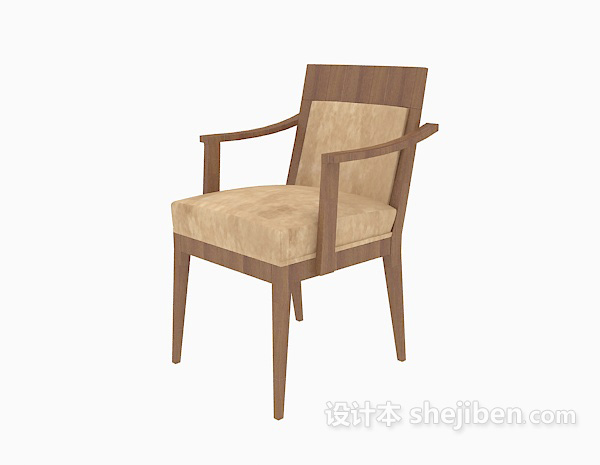实木扶手椅3d模型下载