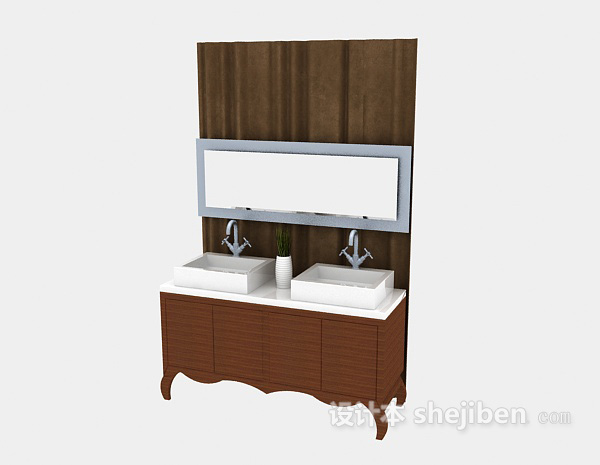 免费浴室实木浴柜3d模型下载