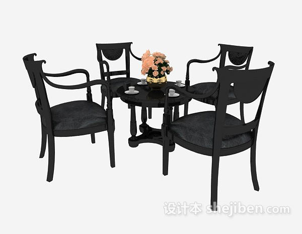 地中海餐桌椅组合3d模型下载