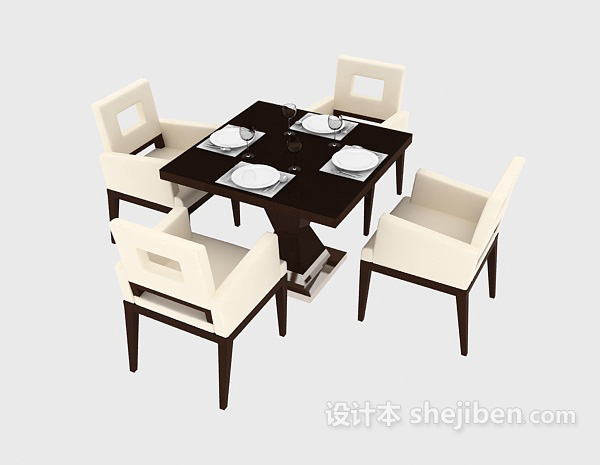 中式风格新中式餐桌椅3d模型下载