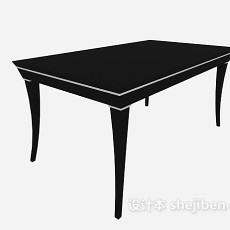 黑色实木餐桌3d模型下载