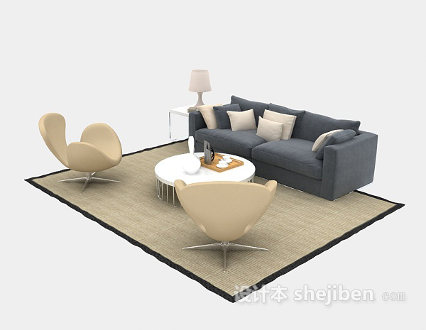 免费家庭多人沙发3d模型下载