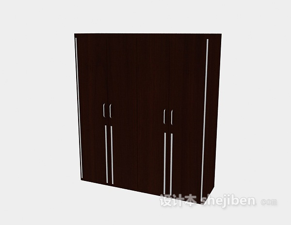 免费现代棕色衣柜3d模型下载