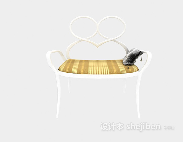 地中海风格白色木质家居椅3d模型下载
