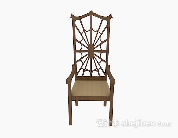 欧式风格欧式木质高背椅3d模型下载