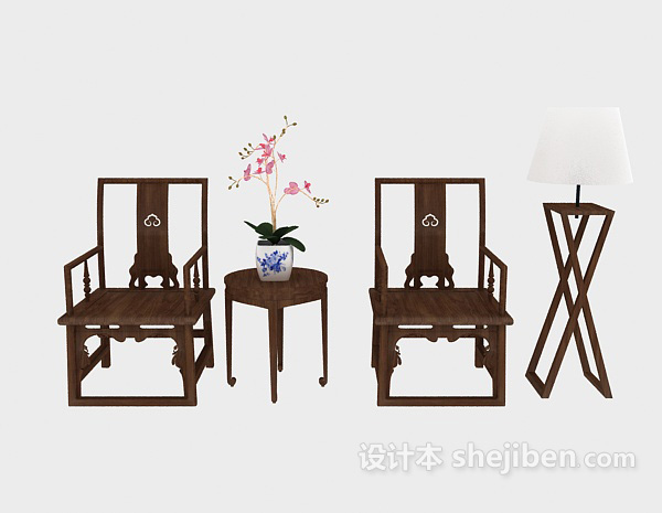 中式风格中式家居休闲椅3d模型下载