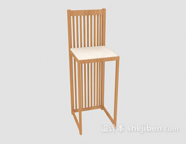 中式风格高脚吧台椅3d模型下载