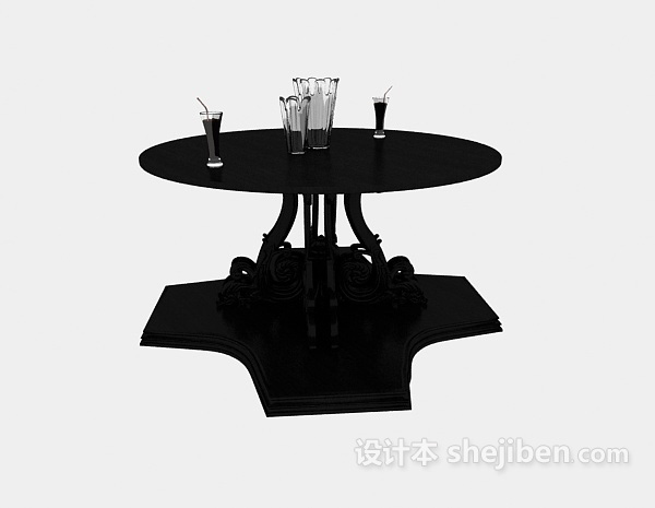 欧式风格黑色欧式边桌3d模型下载