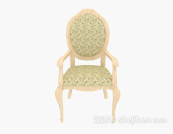 田园风格西餐实木餐椅3d模型下载
