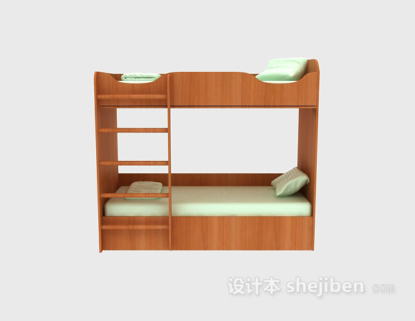 现代风格实木儿童床3d模型下载
