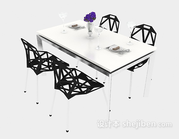 现代简约桌椅3d模型下载