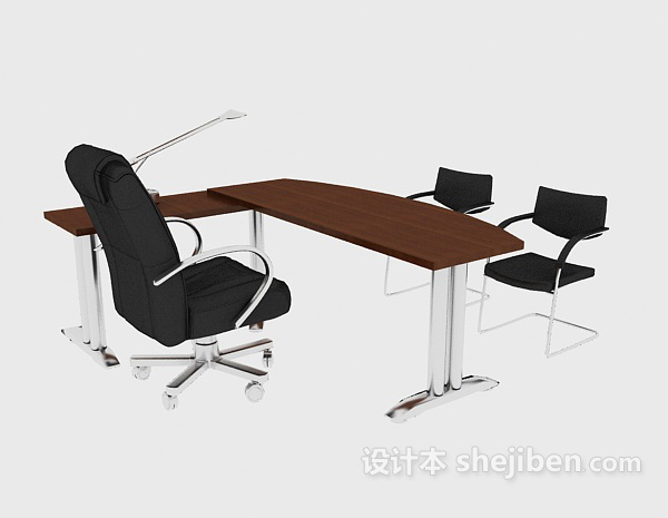 免费办公实木桌椅3d模型下载