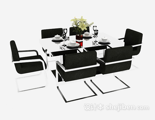 现代风格休闲餐桌椅3d模型下载