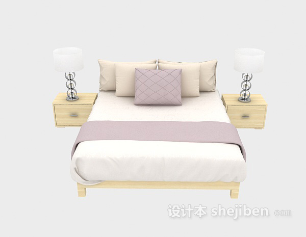 现代风格简约现代双人床3d模型下载