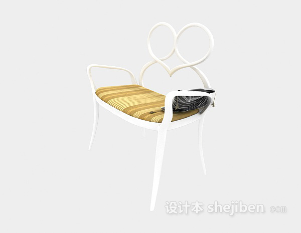 白色木质家居椅3d模型下载