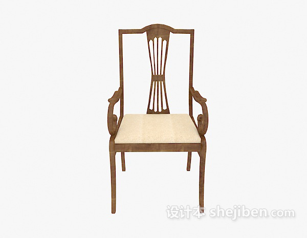 欧式风格传统实木家具餐椅3d模型下载