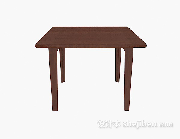 免费方形实木餐桌3d模型下载