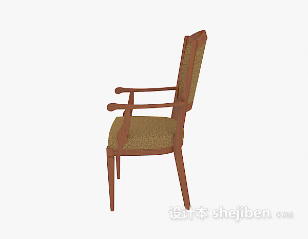 棕色美式餐椅3d模型下载