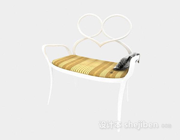 免费白色木质家居椅3d模型下载