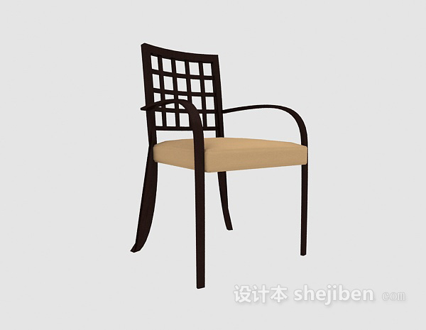 棕色中式休闲椅3d模型下载