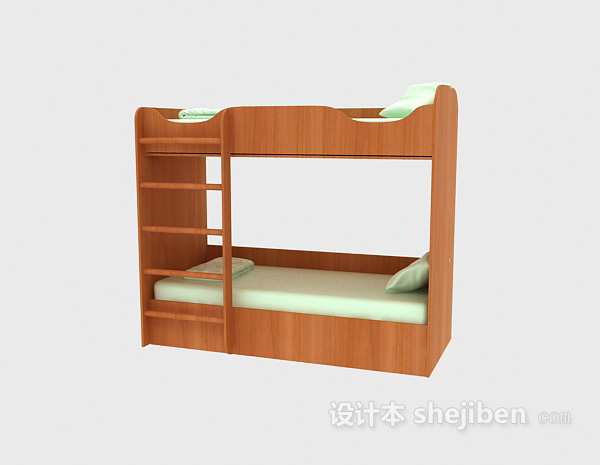 免费实木儿童床3d模型下载
