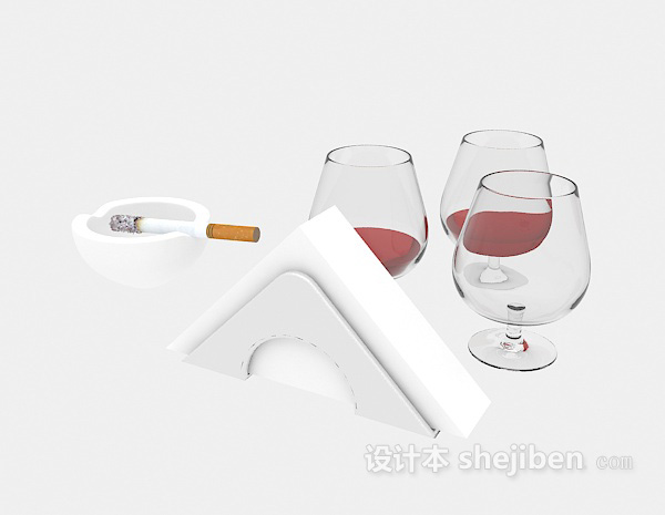 免费红酒杯、烟灰缸3d模型下载