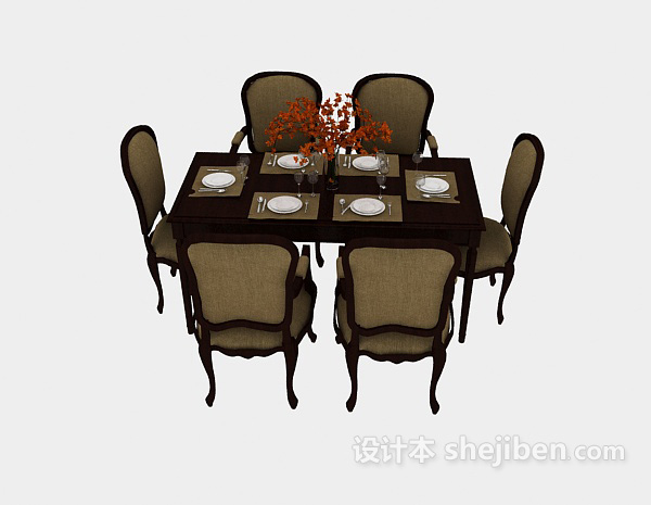 欧式风格欧式家用餐桌3d模型下载